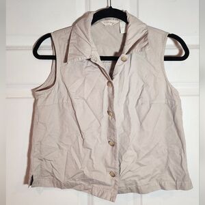 Tsunami Cream Khaki Sleeveless Button Up Vest Medium